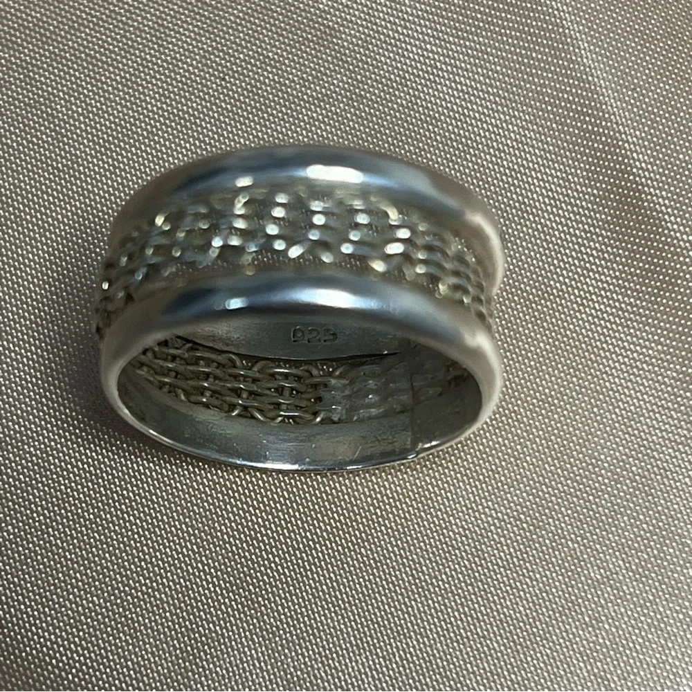 Vintage Sterling Silver 925 Mexico Basket‎ Weave Cage Modern Ring Band Size 9.25